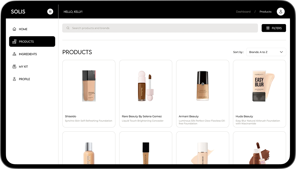 SOLIS PIQ product library screen